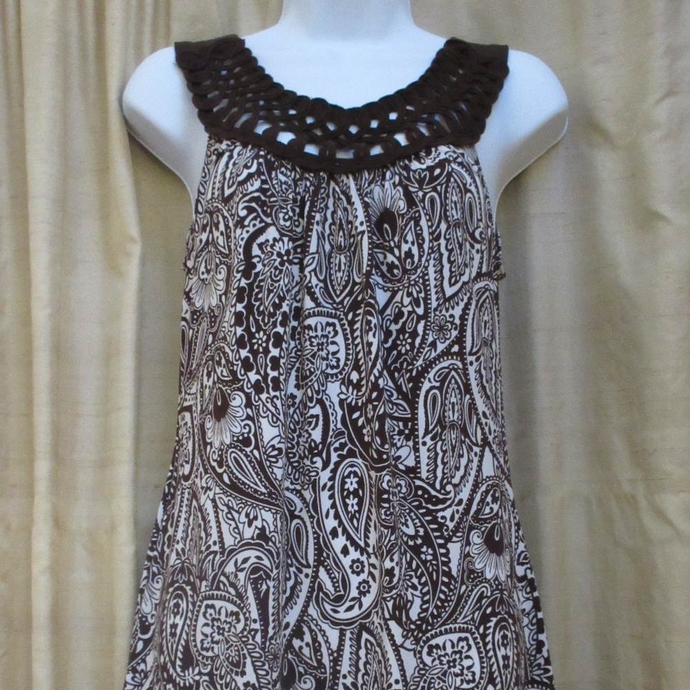 Wrapper Sleeveless Brown Paisley Dress Size XS